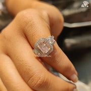 Elegant Pink Ring | Radiant CZ Halo | Pave Promise Spark

