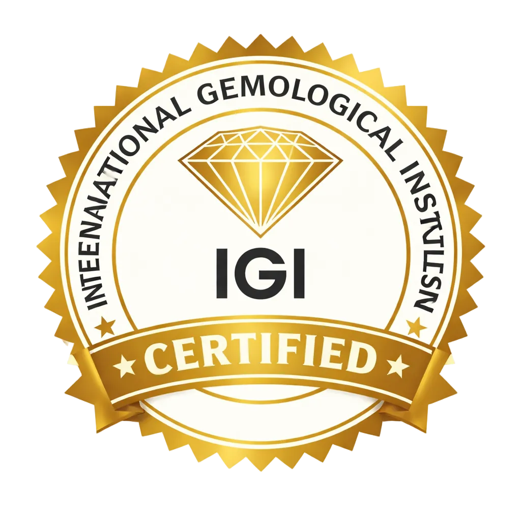 International Gemological Institute (IGI) certified logo with a gold border and diamond symbol.