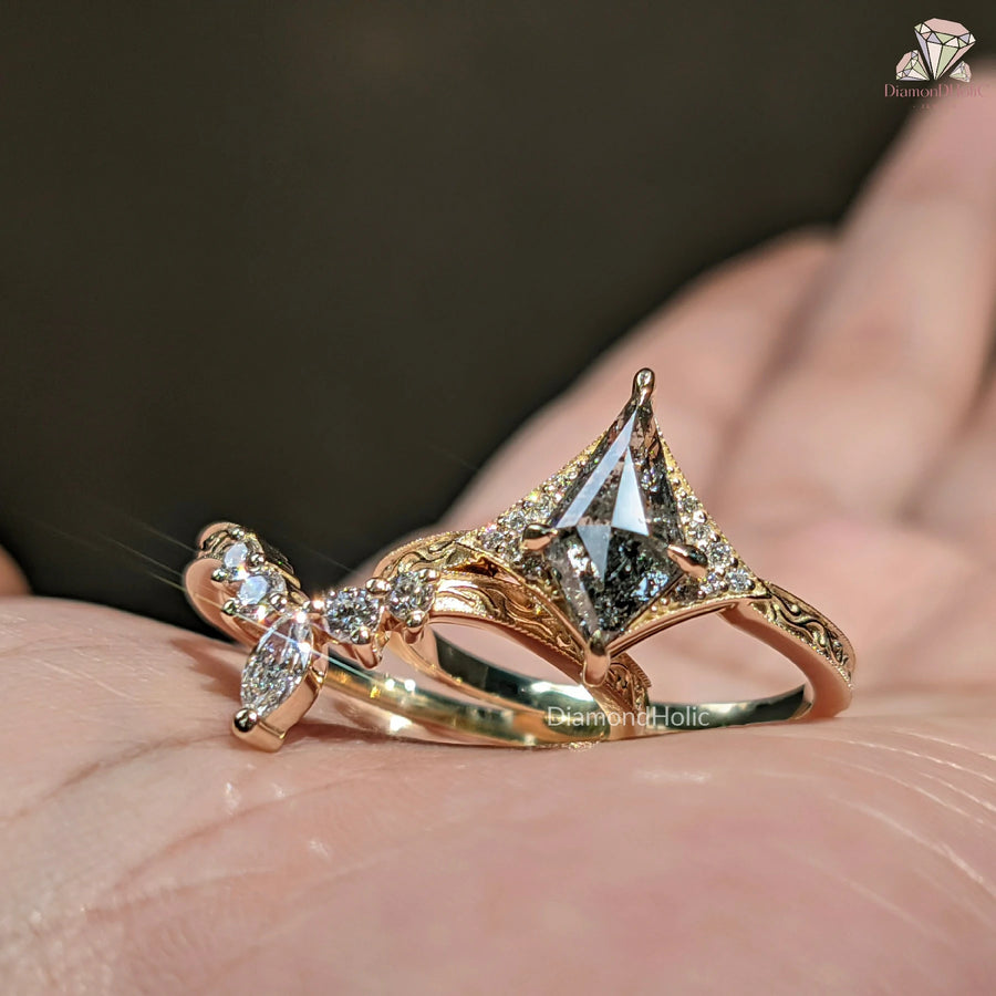kite cut diamond engagement ring