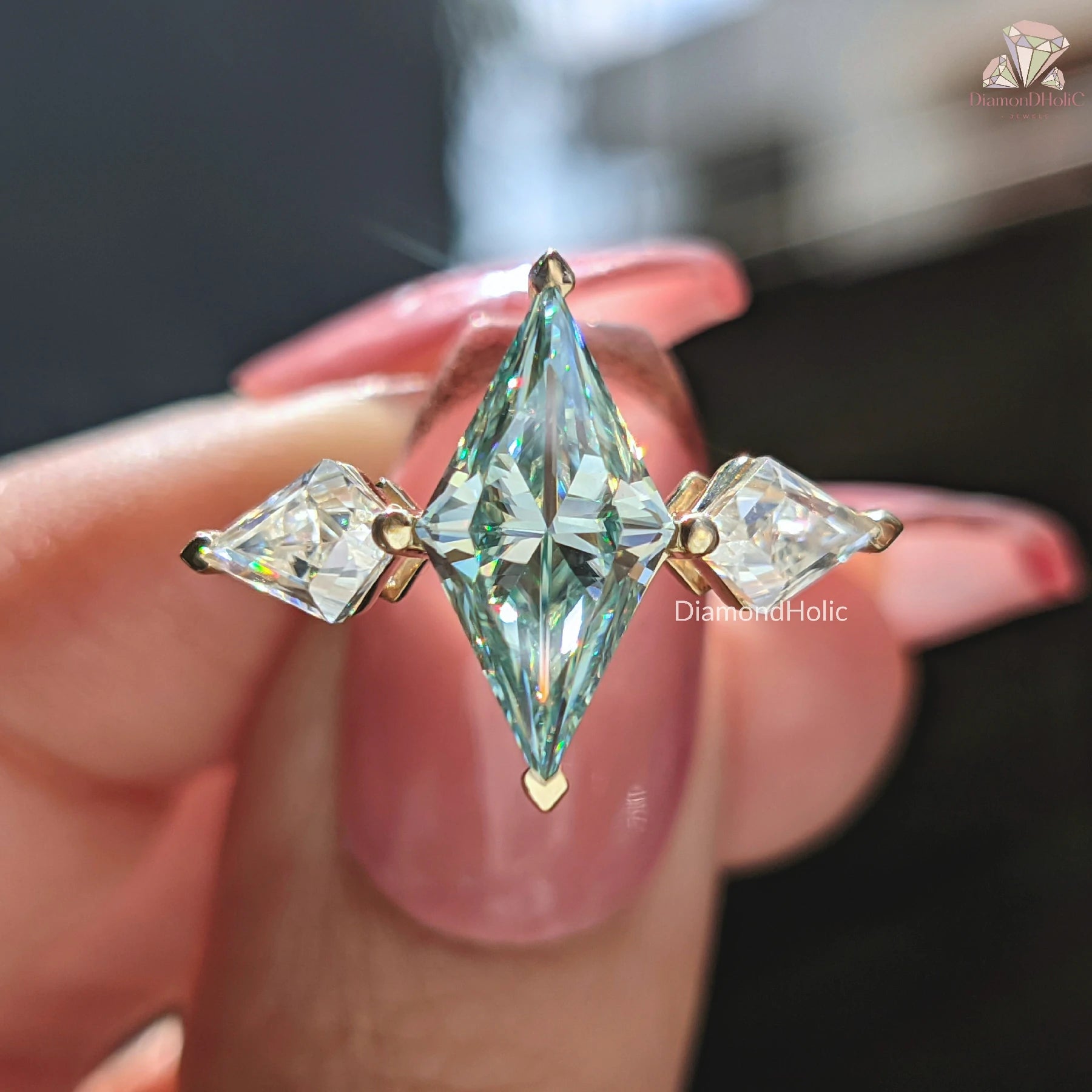 lozenge cut diamond ring