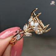 marquise side stone ring | marquise ring with side stones | marquise leaf ring