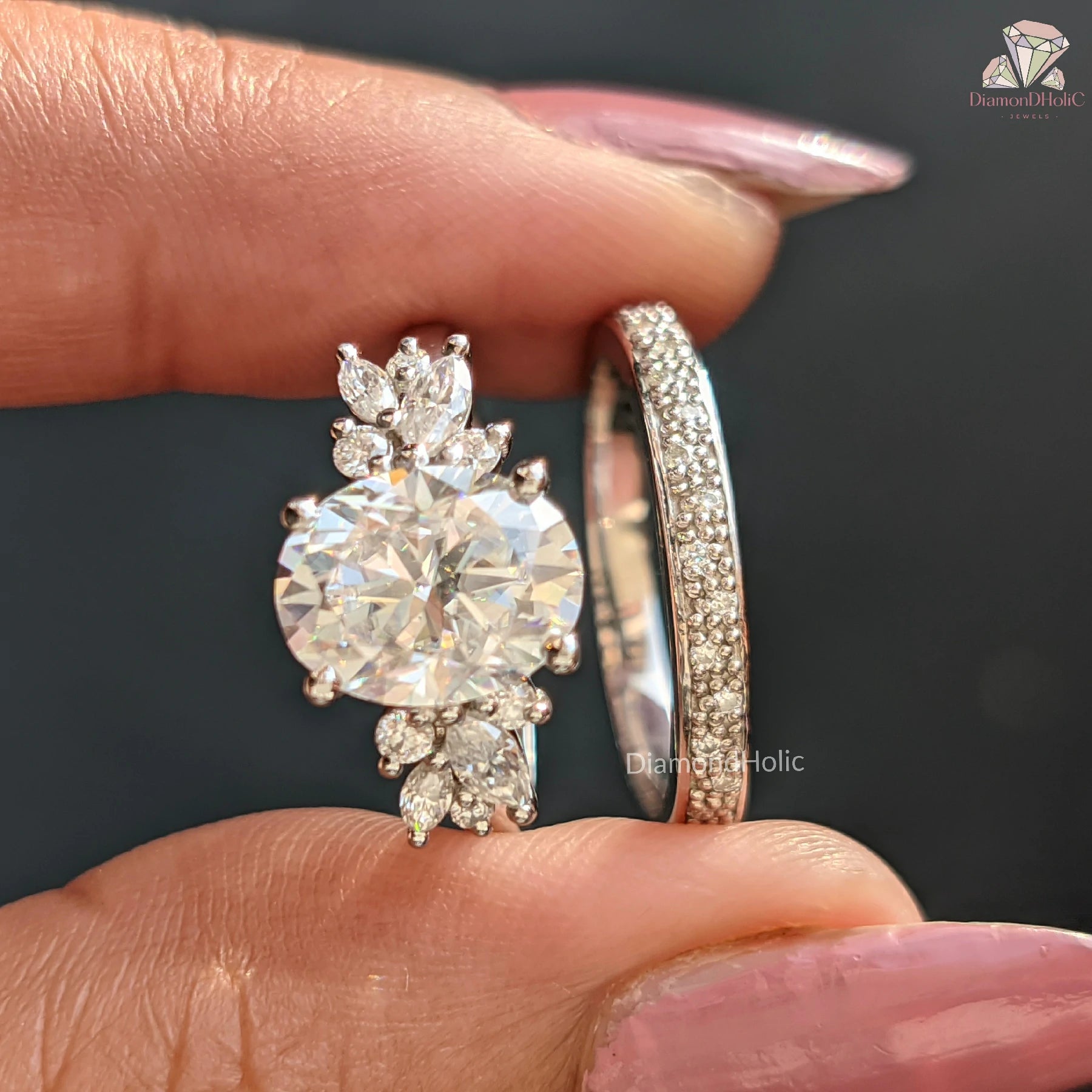 moissanite engagement ring set