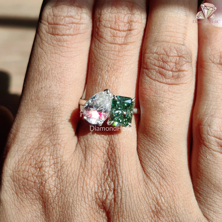 moissanite toi et moi white gold engagement rings