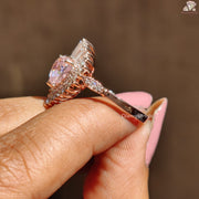 Morganite heart cut halo engagement ring - heart shape detail