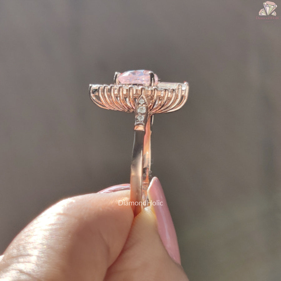 Morganite heart cut halo engagement ring - lifestyle shot