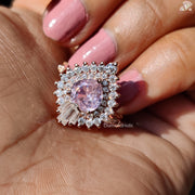 Morganite heart cut halo engagement ring - top view