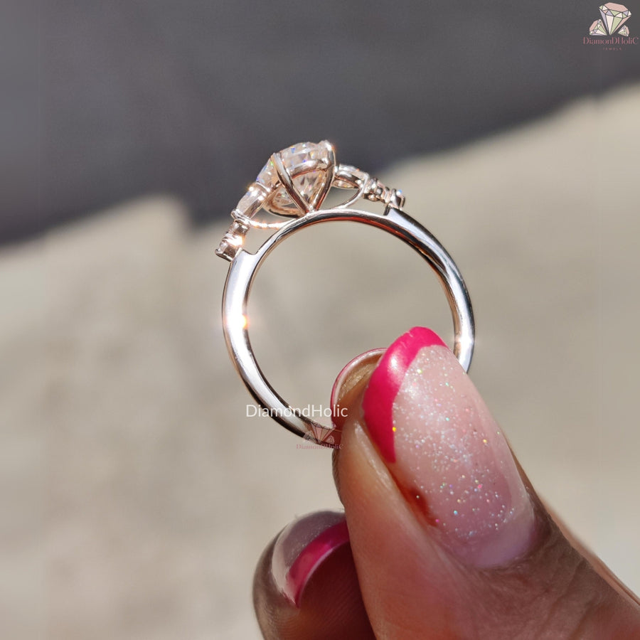 Oval cut moissanite engagement ring - close-up