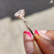 Oval cut moissanite engagement ring - setting detail