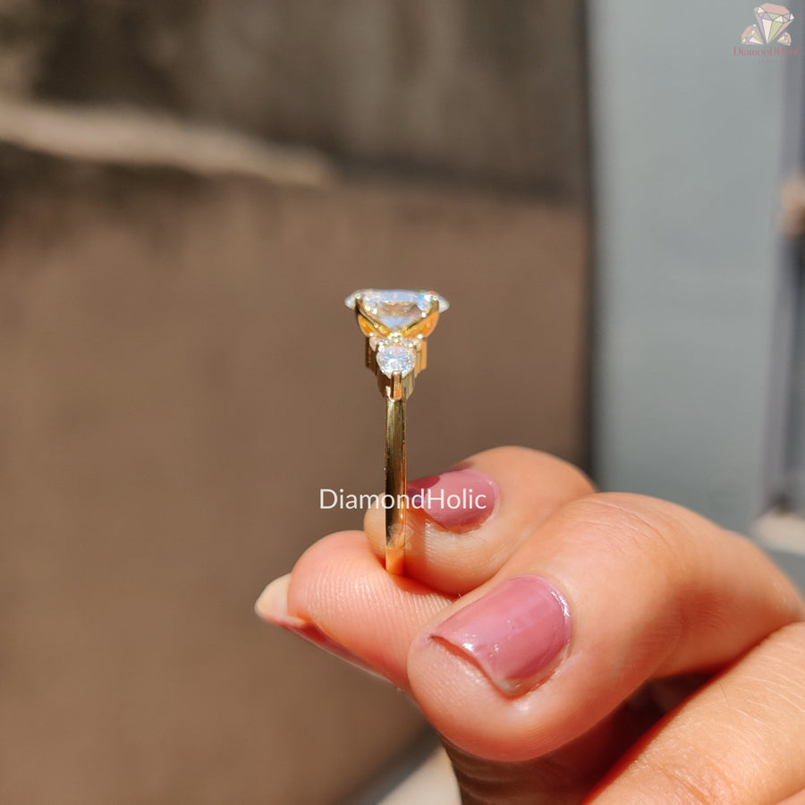 Oval lab grown diamond bridal ring - lifestyle shot