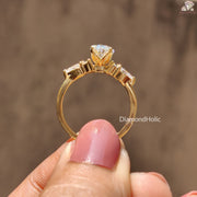 Oval lab grown diamond bridal ring - setting detail