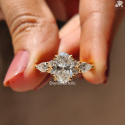 Oval lab grown diamond bridal ring - side angle