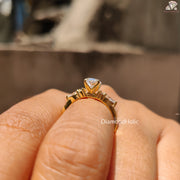 Oval lab grown diamond bridal ring - top view