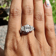Engagement Sparkle Ring | Unique Moissanite Ring | Chic Side Stones

