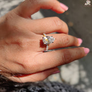 Pear cut lab grown diamond solitaire ring - close-up