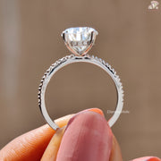 Pear cut lab grown diamond solitaire ring - profile view