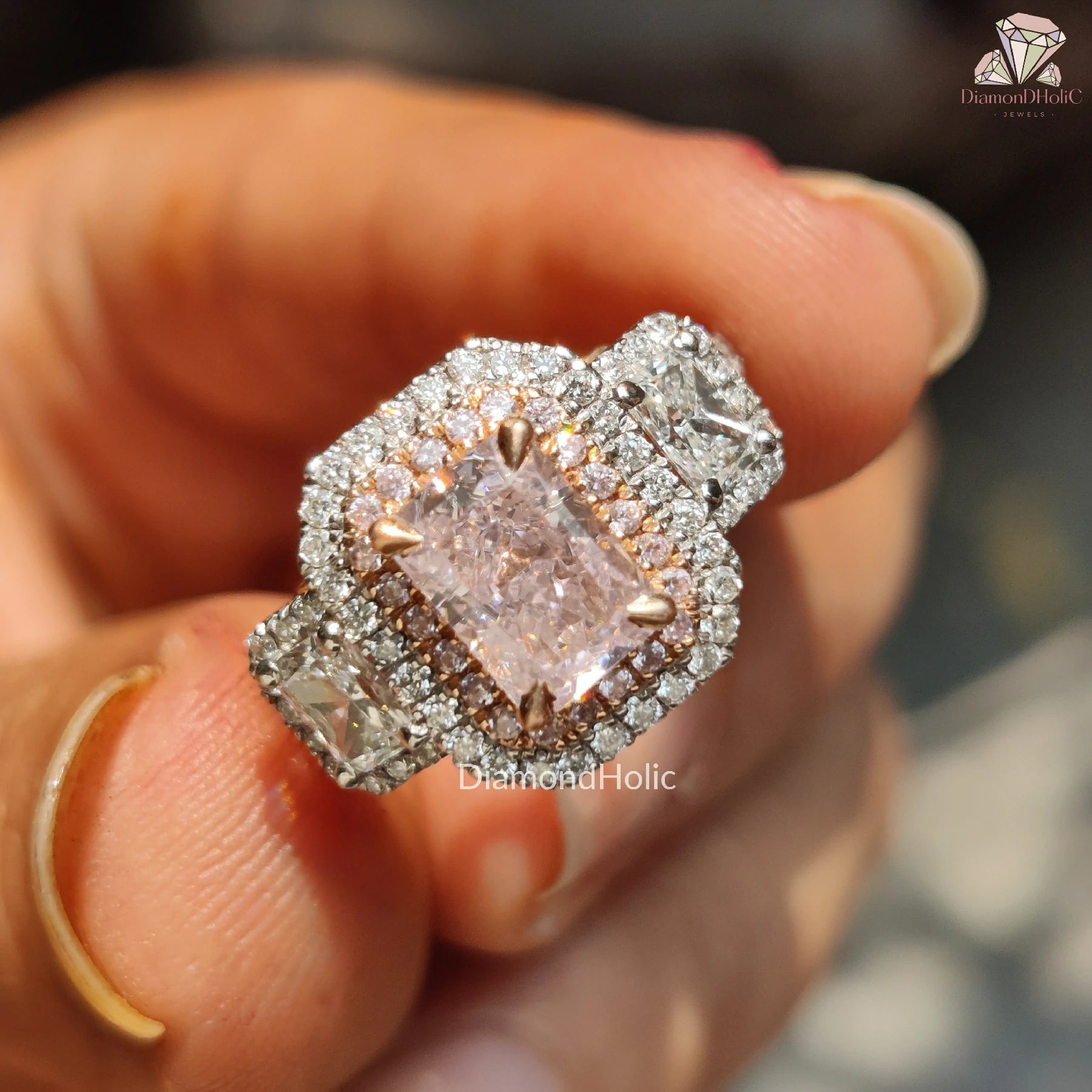 Baby Pink Brilliance | CZ Engagement Beauty | Three Stone Shine

