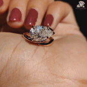 Solitaire Pear Cut Moissanite Ring - East West Unique Designer Ring