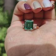 Green Emerald Color Moissanite Diamond Ring - Classic and Styles Royal Engagement Ring