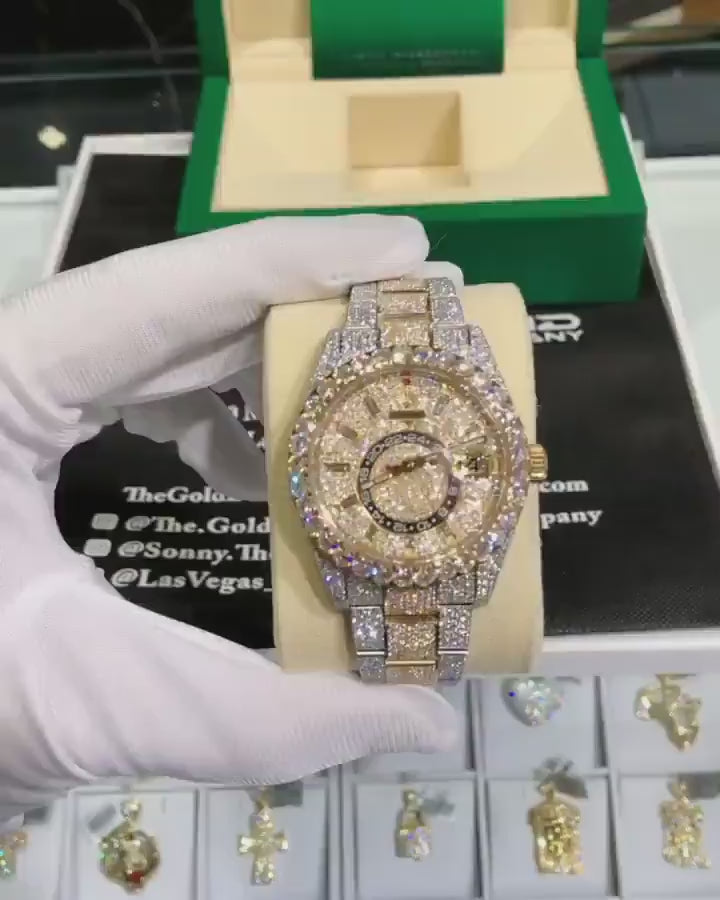 Premium dual tone moissanite diamond watch - sparkle 