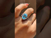 Aquamarine Oval CZ Diamond - Vintage Classie Halo Engagement Ring With Splint Shank