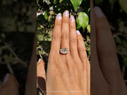 Radiant Cut with Half Moon Side Stone Moissanite Ring – Three-Stone