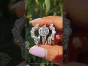 Round Cut Moissanite Stone Curved Band – Stacking  Wedding Ring