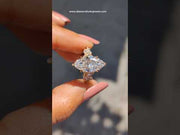 Marquise Cut Lab Grown Hidden Halo Twisted Vine Inspired Wedding Ring