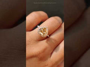 Canary Yellow Heart Moissanite Ring, Hidden Halo Designer Ring