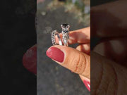 Black Round Cut Moissanite Diamond Skull Face Eternity Bridal Ring Set