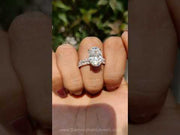 Elegant Oval Half Eternity Moissanite Engagement Ring Set