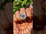 Asscher Cut Hidden Halo Moissanite Pave Band Engagement Ring
