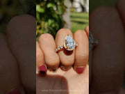 Pear Cut Halo Moissanite Round Pave Set Engagement Ring – Elegant