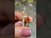 Cushion Cut Pavé Setting Moissanite Diamond Hidden Halo Engagement Ring