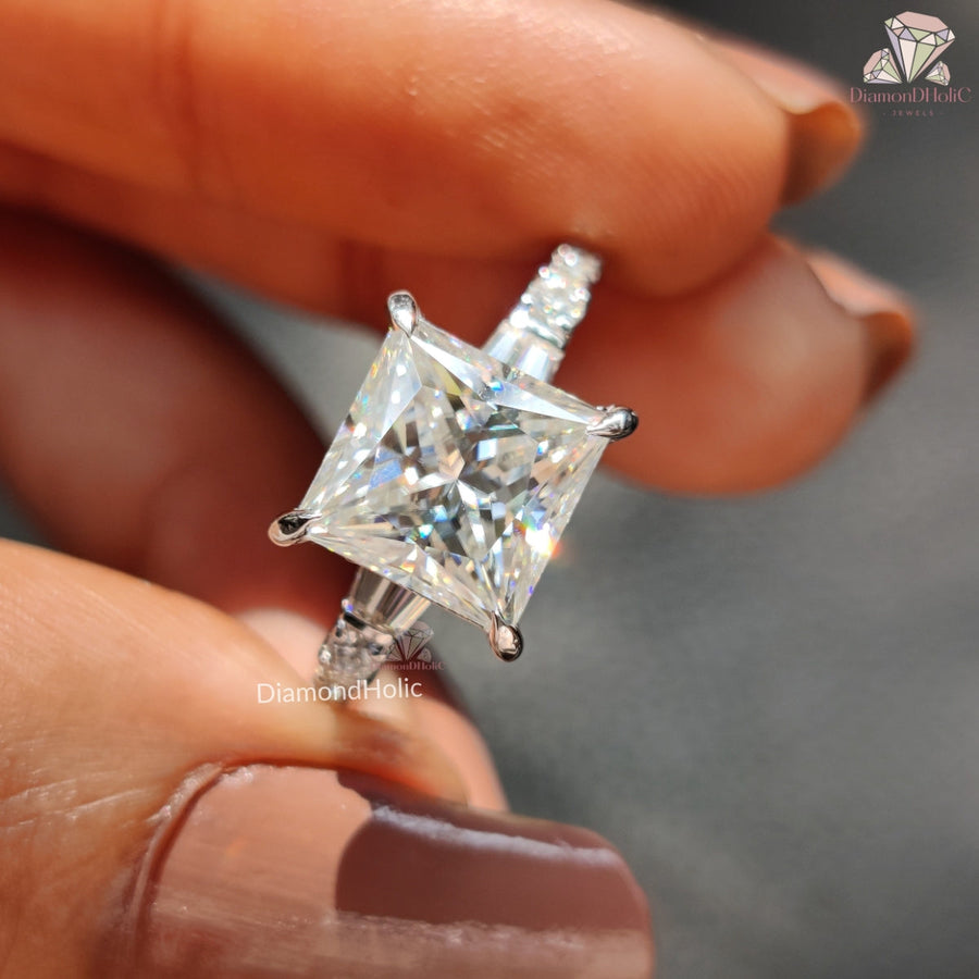 princess cut moissanite ring
