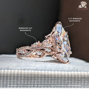 marquise and round side stone | claw prong setting ring