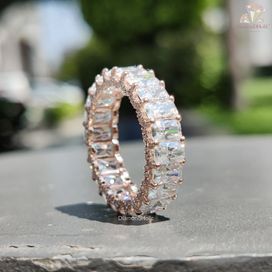 Radiant Cut Moissanite Band | Full Eternity Wedding Band | Moissanite Diamond Jewelry