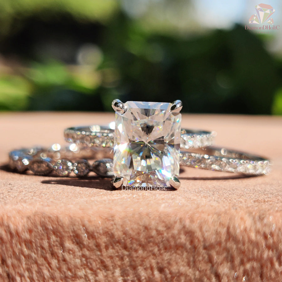 Moissanite Wedding Rings | Elegant Wedding Rings | Radiant Cut Rings