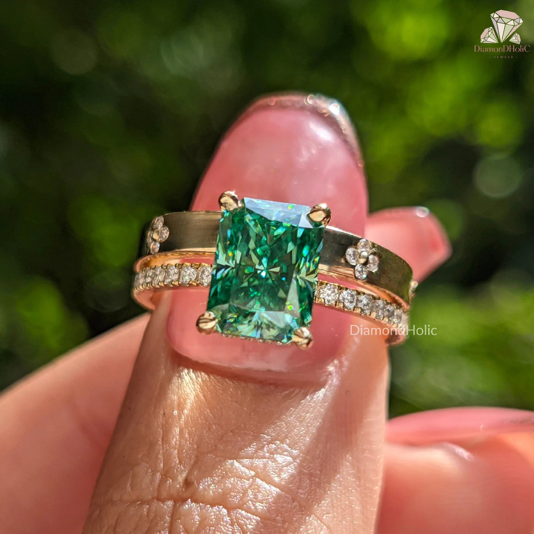 radiant cut moissanite ring