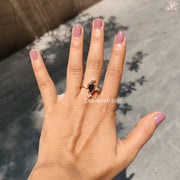 Rose cut black marquise moissanite ring - band detail