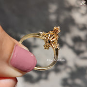 Rose cut black marquise moissanite ring - black stone detail