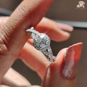 Round cut lab grown diamond engagement ring - front view