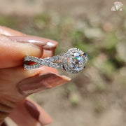 Round cut lab grown diamond ring - profile view