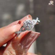 Round cut lab grown diamond ring - side angle