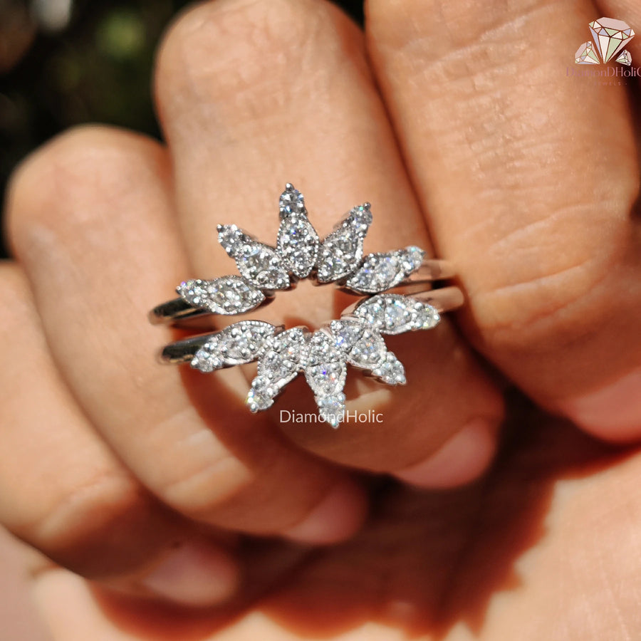 Fit for a Queen | Tiara Wedding Band | Milgrain Crown Set

