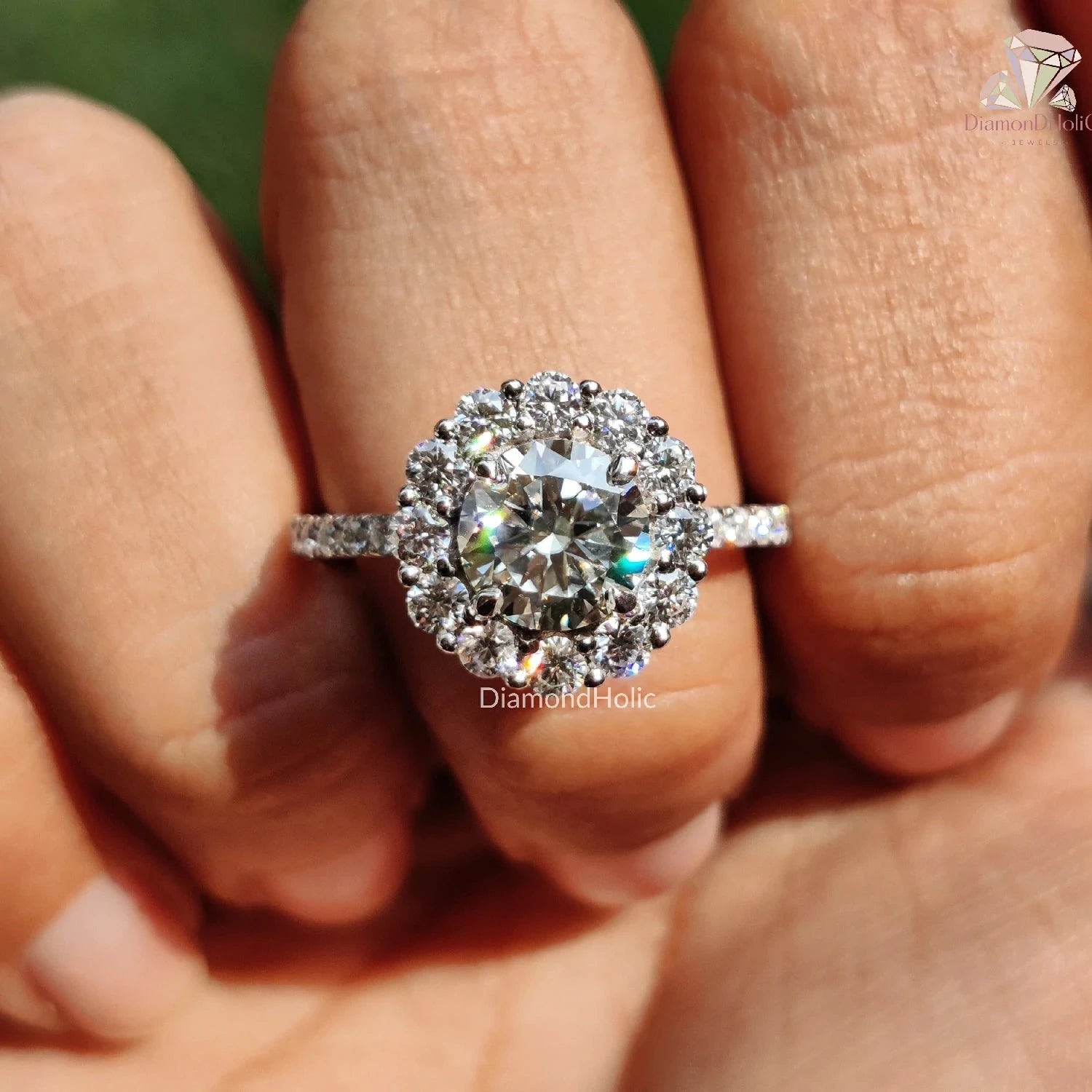 round cut hidden halo engagement ring​