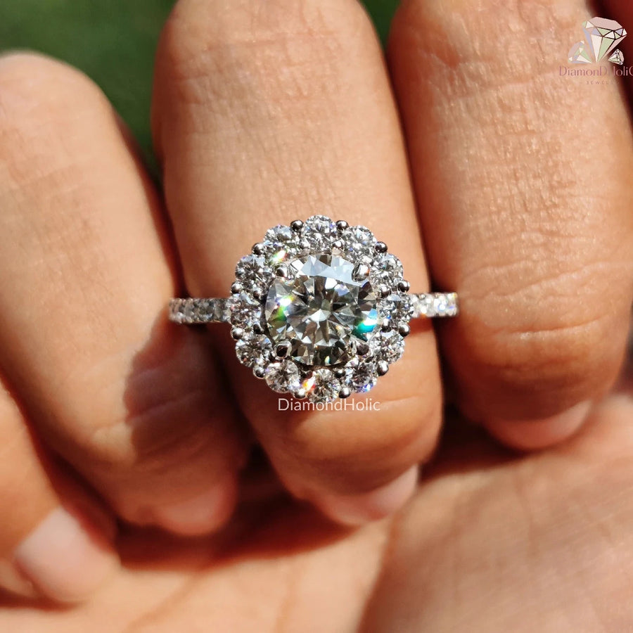 round cut hidden halo engagement ring​