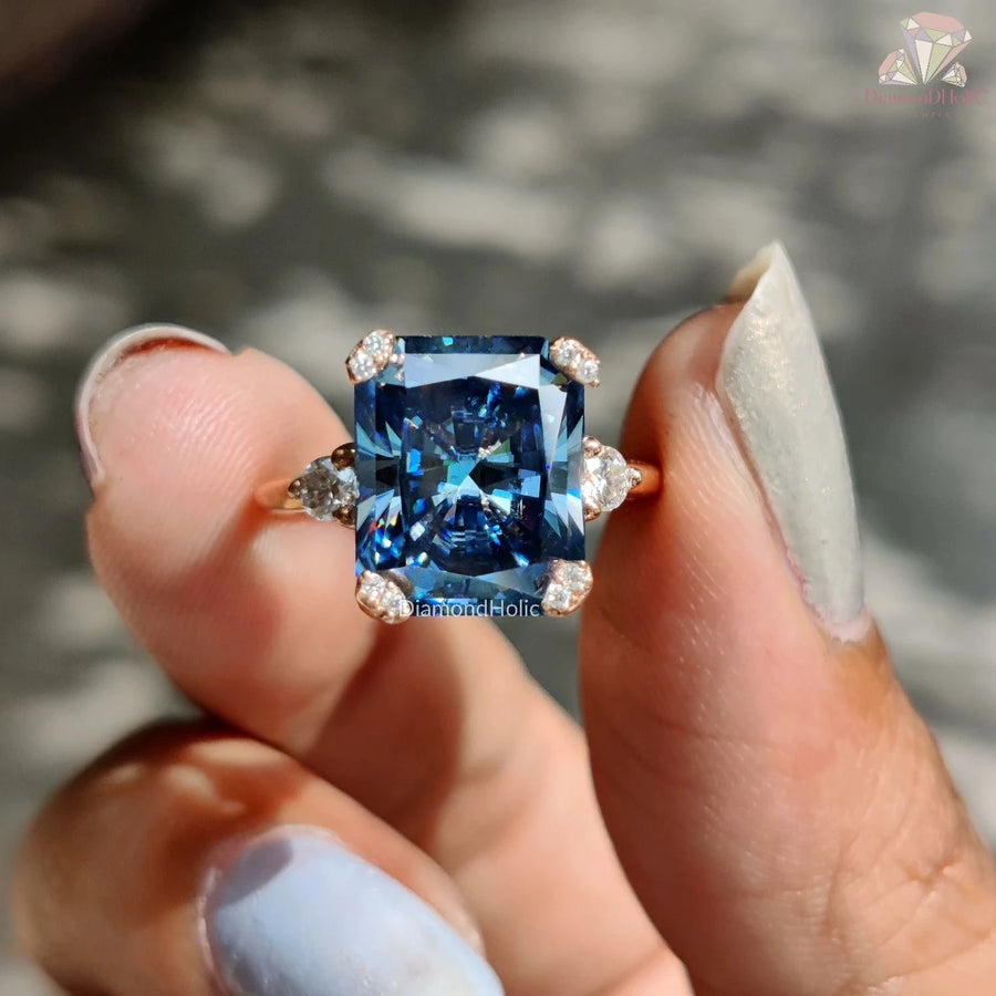 Royal Blue Radiant Cut Ring 