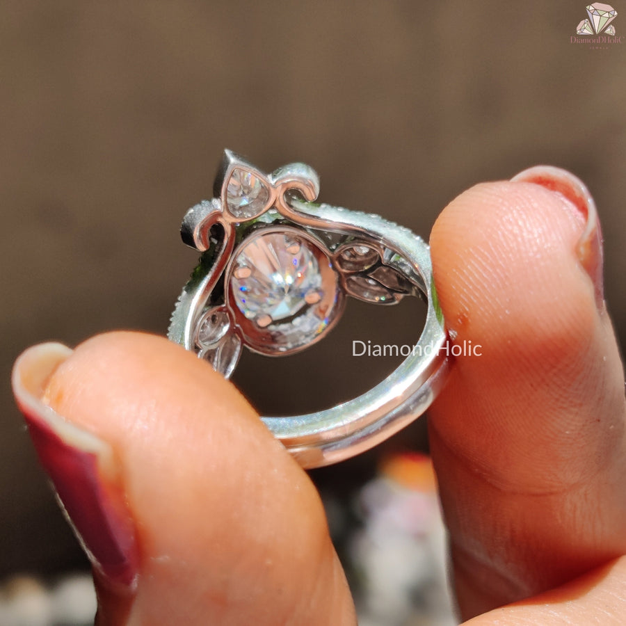 Vintage oval moissanite ring set - lifestyle shot