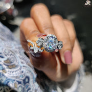 Vintage oval moissanite ring set - matching band