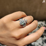 Vintage oval moissanite ring set - side angle